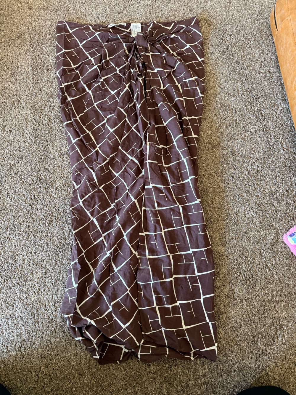 Abercrombie & Fitch Brown Sarong with White Grid Print
